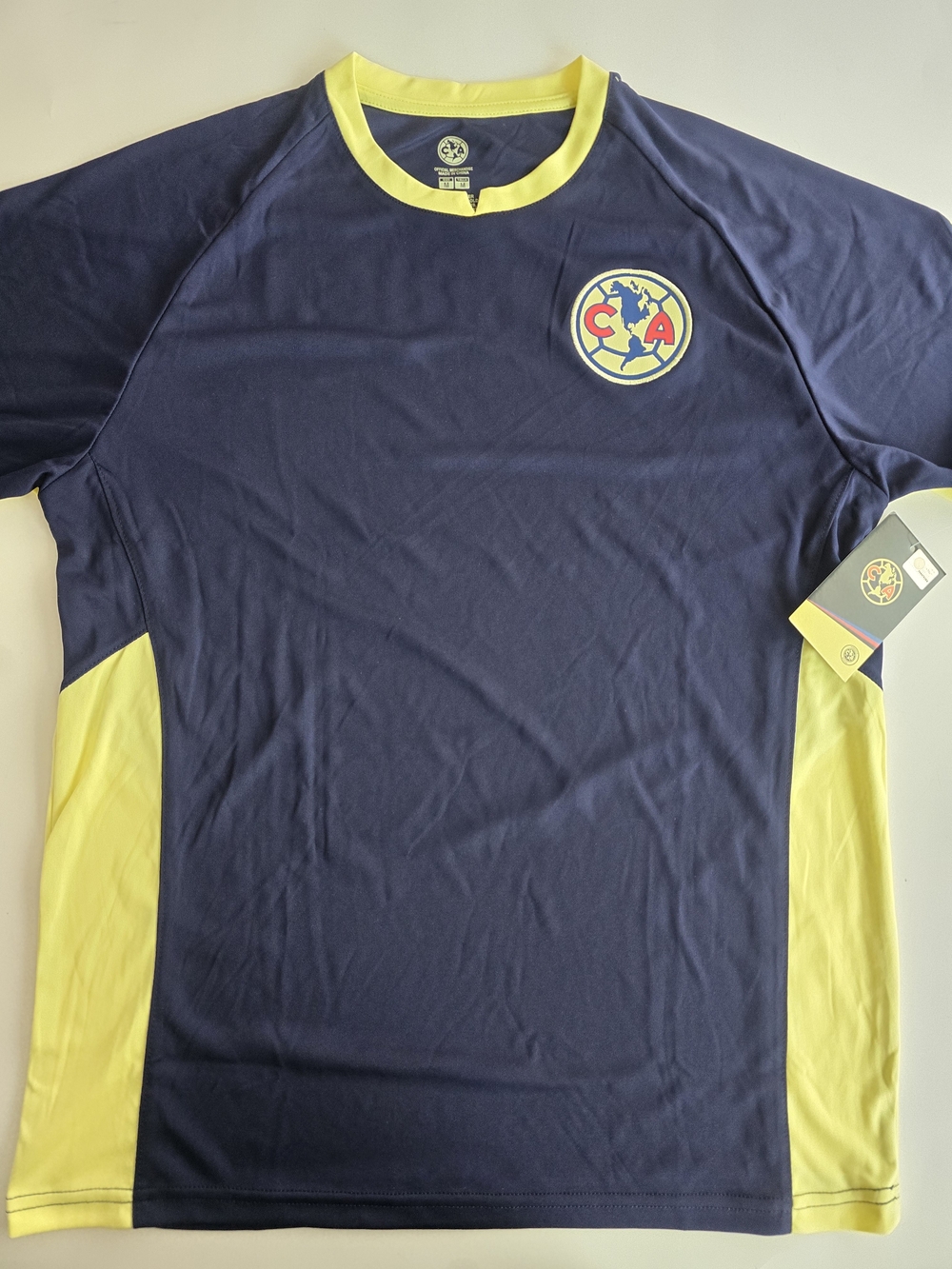 ICON Navy and Yellow Club America Short-Sleeve Training Jersey